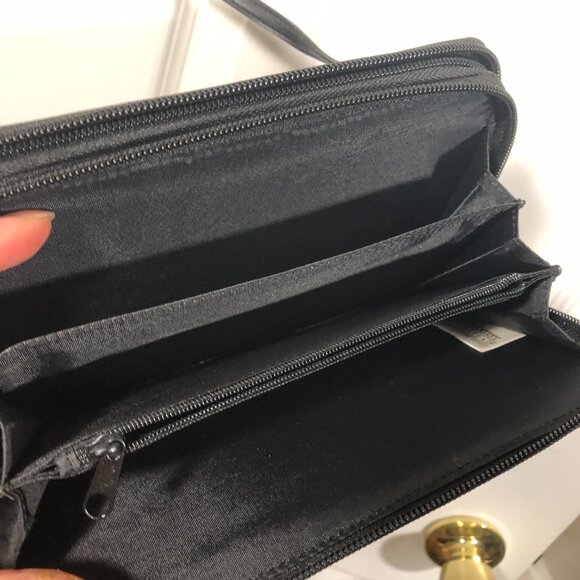 Longaberger wallet / shoulder bag, material is black corduroy and faux leather - Picture 8 of 11